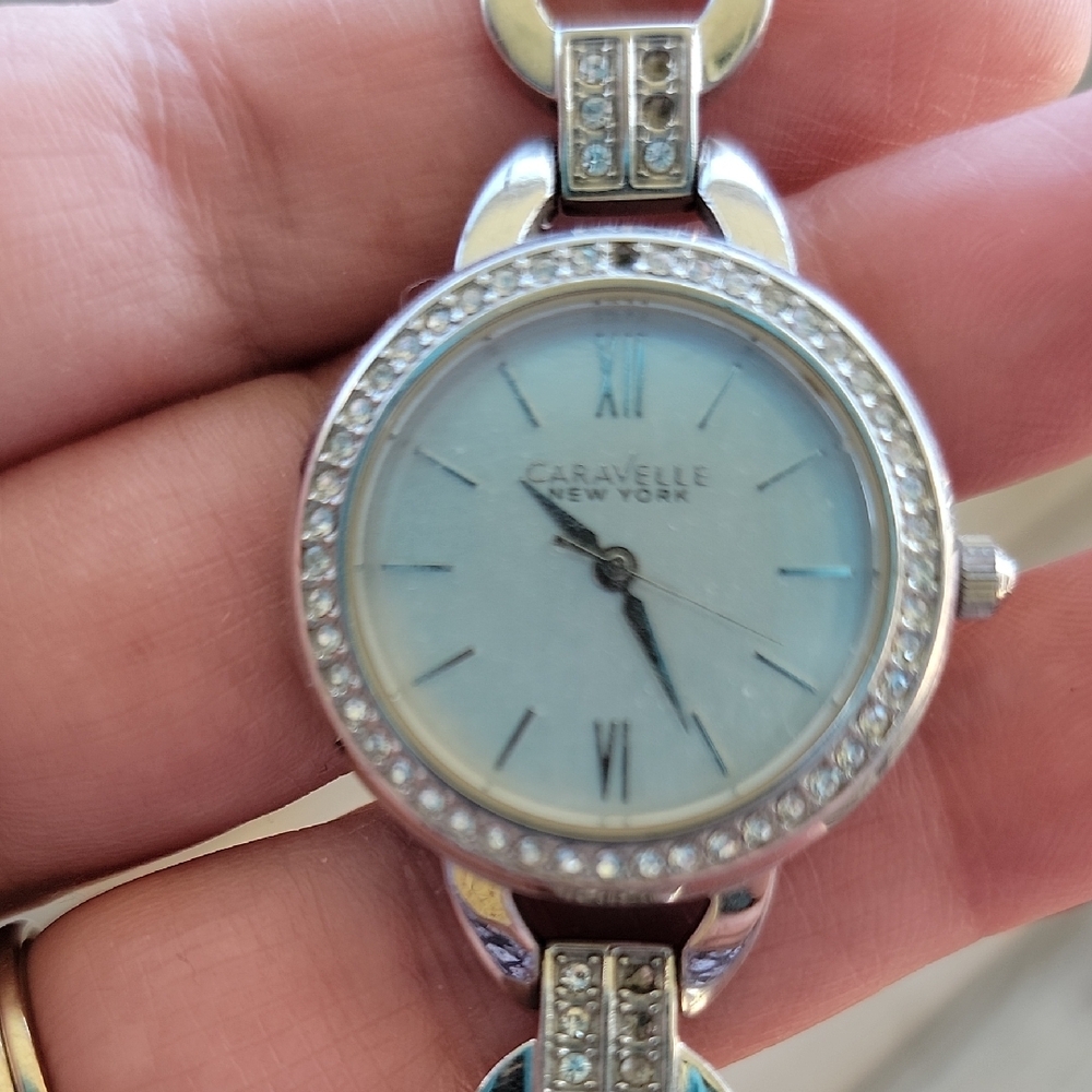 Silver Watch with Crystal Embellishments and Roman Numerals